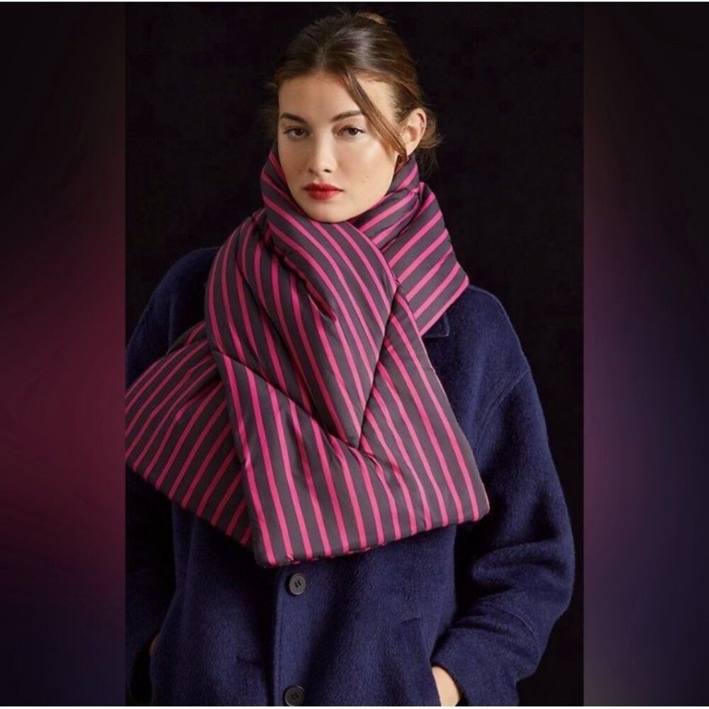 Anthropologie STRIPED PUFFER Scarf